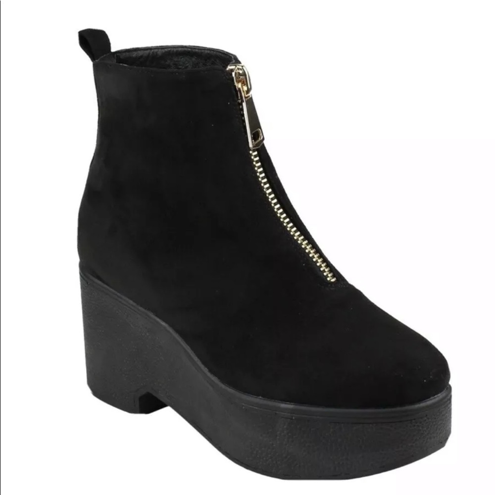 Beston EJ35 WomenZipper Platform Wedge Booties Sz7